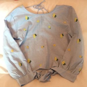 Lemon print chambray shirt
